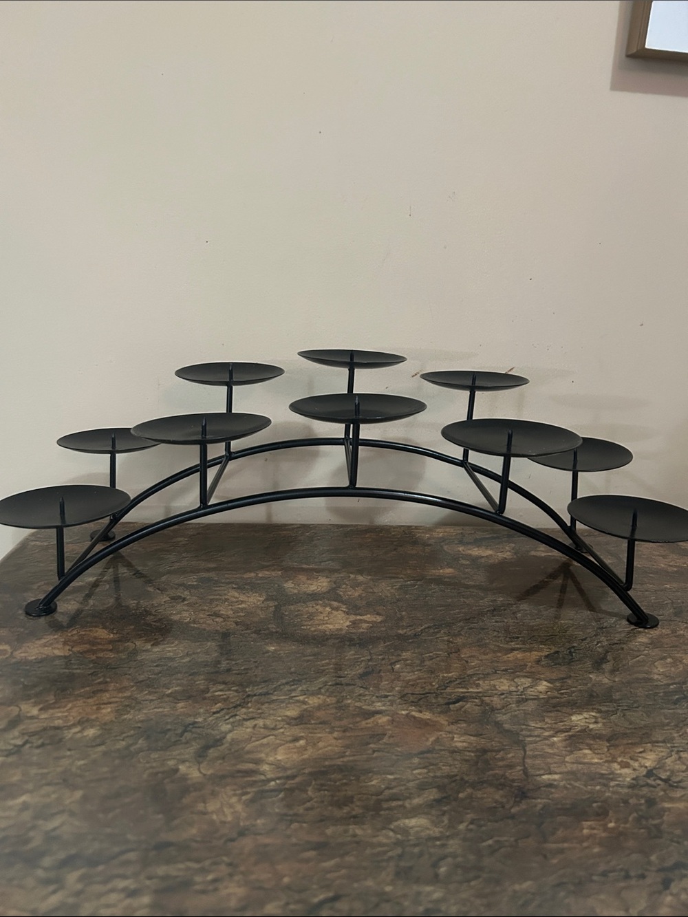 Black 11-Plate Tiered Metal Candle Holder